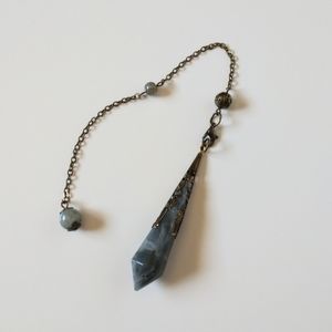 Vintage Hexagonal Gemstone Pendant Charm Chain